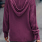 Plum V Neck Hooded Sweater