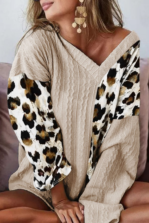 V Neck Leopard Sweater