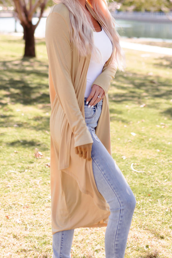 Beige Long Cardigan