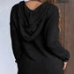 Black V Neck Hooded Sweater