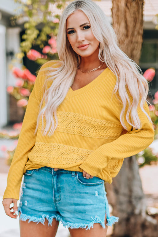 Yellow V Neck Top