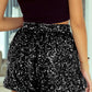 Black Sequin High Waisted Shorts