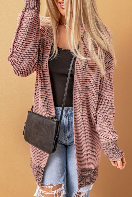 Pink Plaid Knitted Cardigan