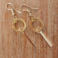 Brushed Circle & Bar Drop Earring Gold