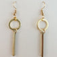 Brushed Circle & Bar Drop Earring Gold