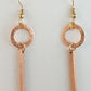 Brushed Circle & Bar Drop Earring Rose Gold