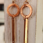 Brushed Circle & Bar Drop Earring Rose Gold