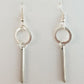 Brushed Circle & Bar Drop Earring Silver