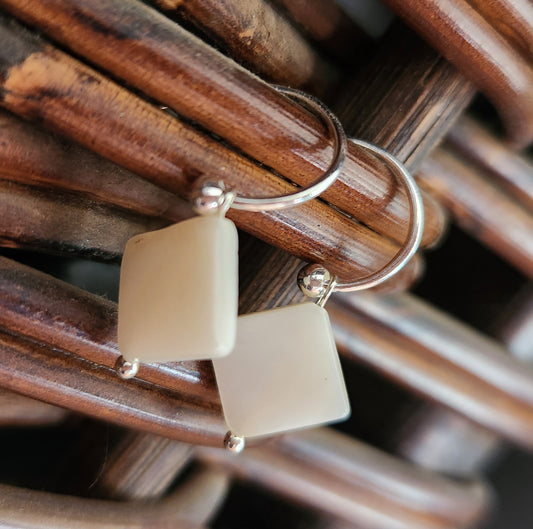 Mother Of Pearl Square Drop Earring