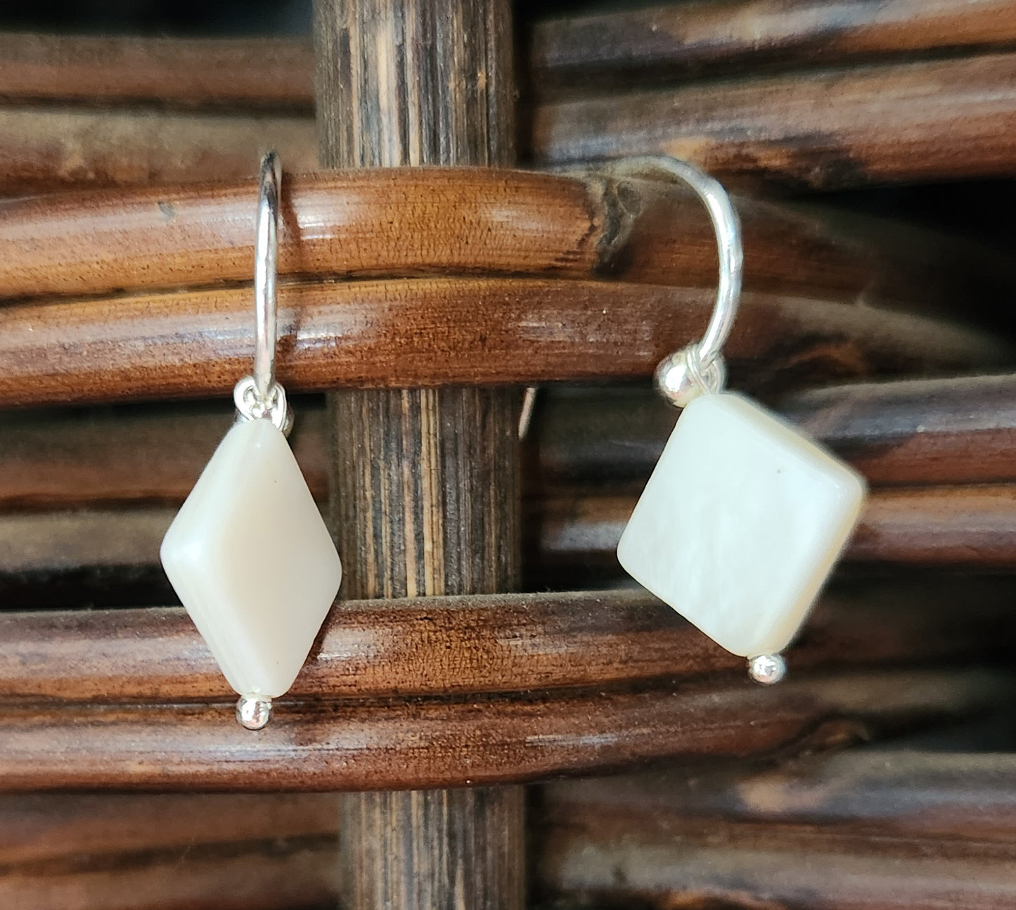 Mother Of Pearl Square Drop Earring