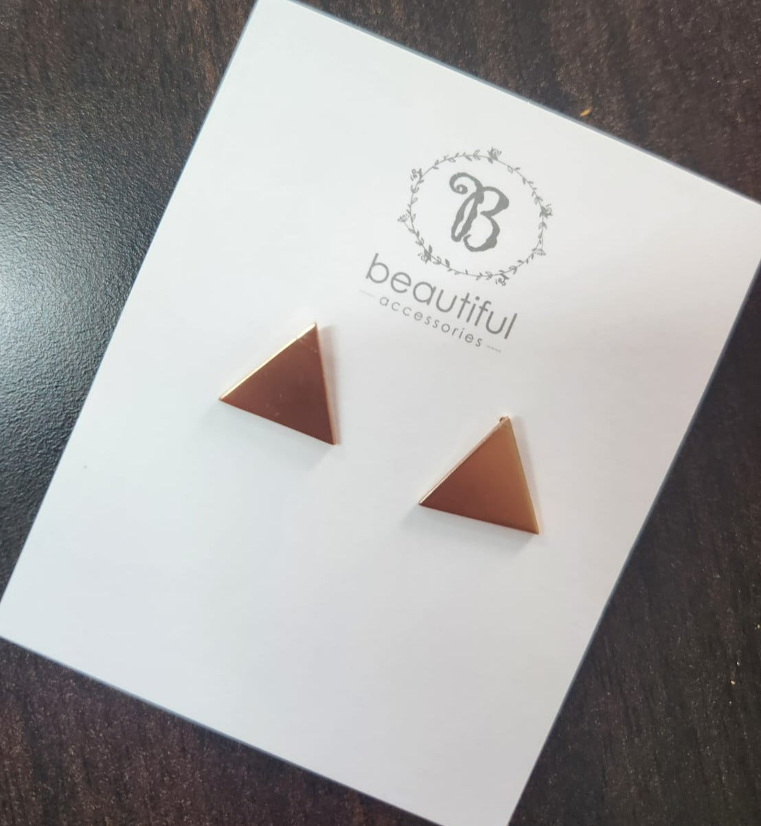 Triangle Stud Earrings Rose Gold