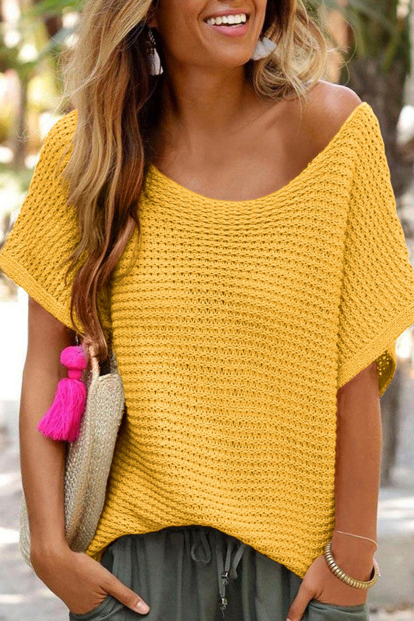 Yellow Loose Knit Top