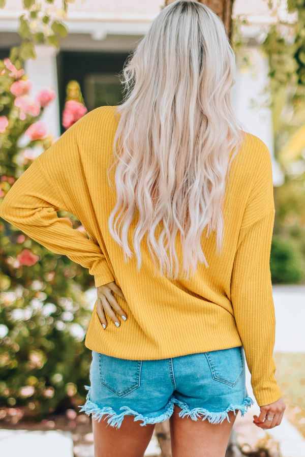 Yellow V Neck Top