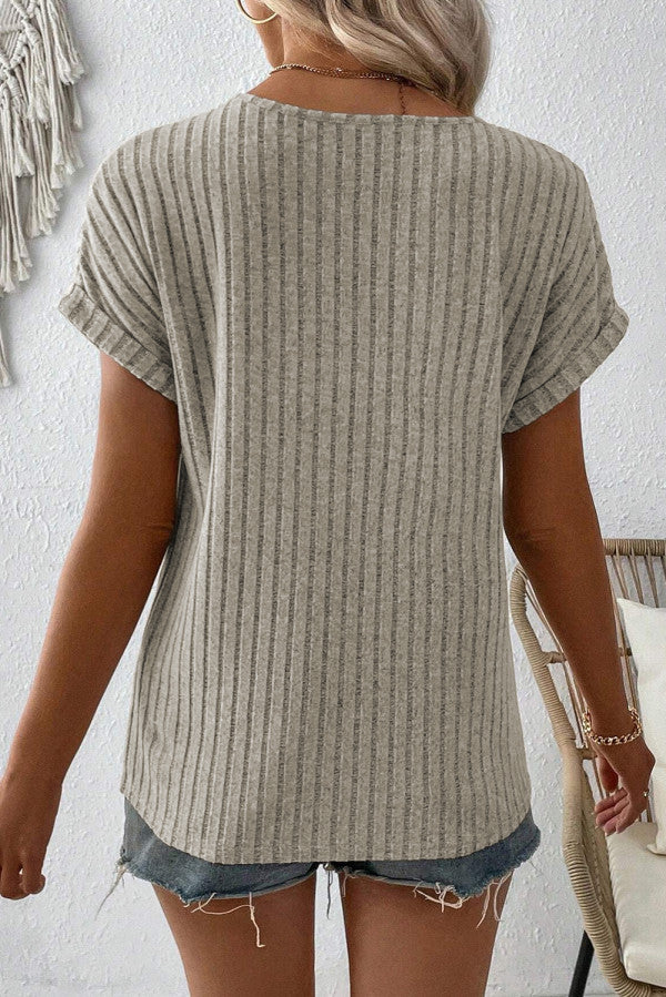 Ribbed V-Neck Shirt