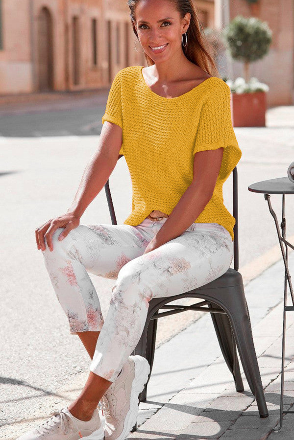 Yellow Loose Knit Top