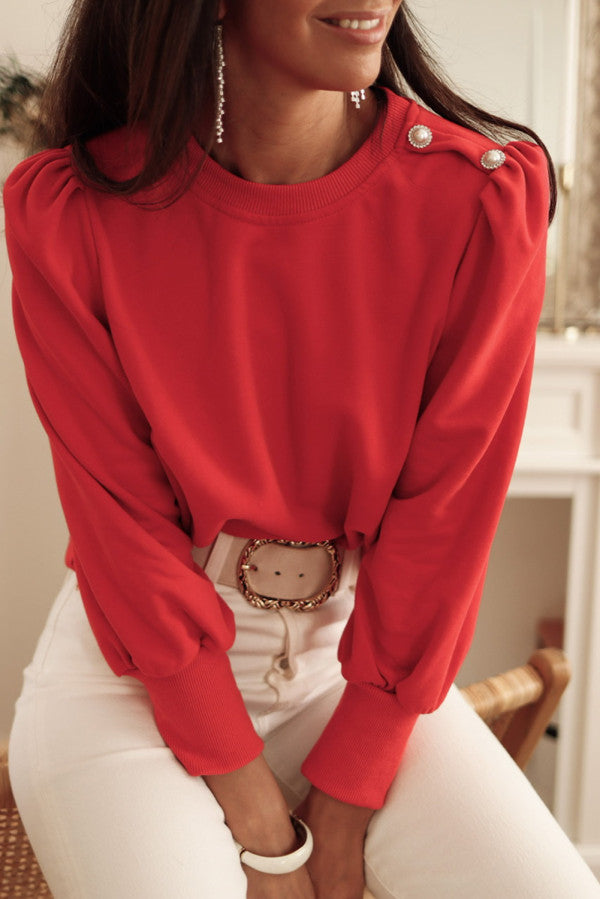 Red Long Sleeve Top