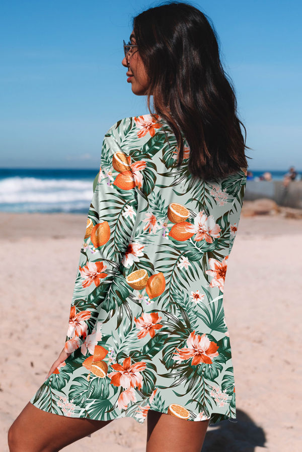 Tropical 3pc Bikini Set with Kimono