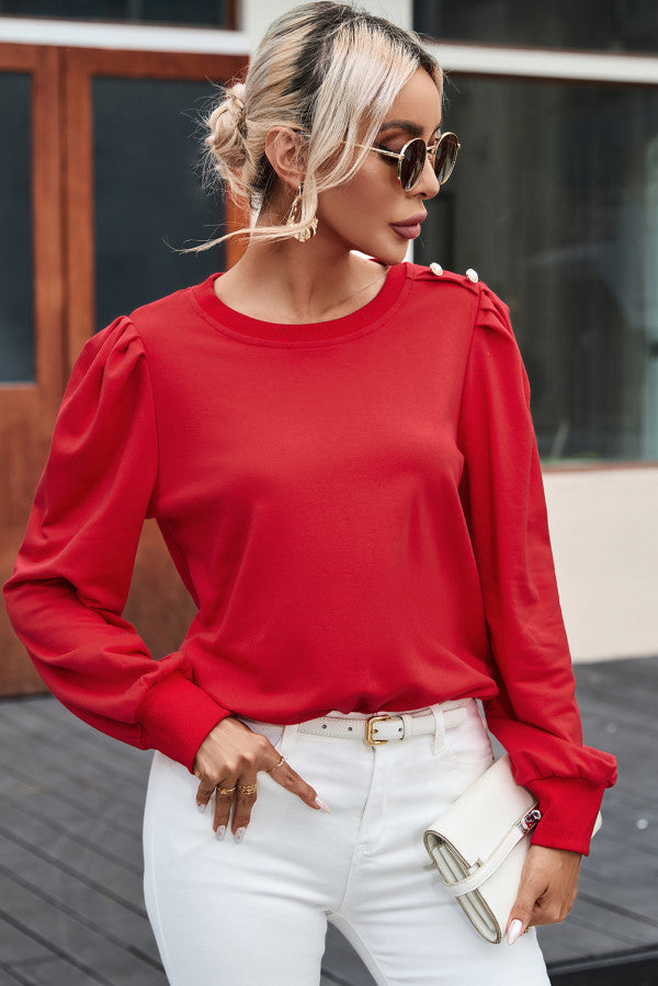 Red Long Sleeve Top