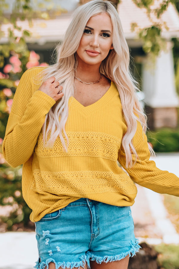 Yellow V Neck Top