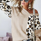 V Neck Leopard Sweater