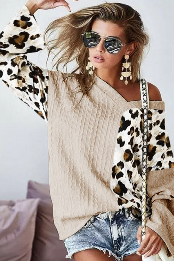 V Neck Leopard Sweater