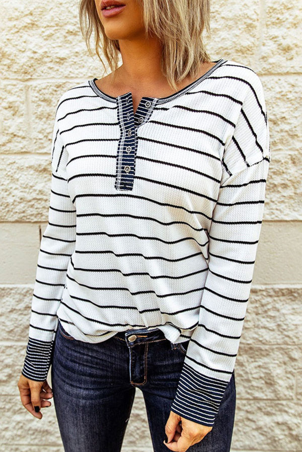 Striped Waffle Knit Top