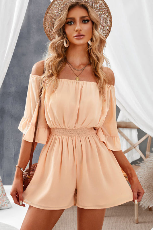 Apricot High Waist Off Shoulder Romper