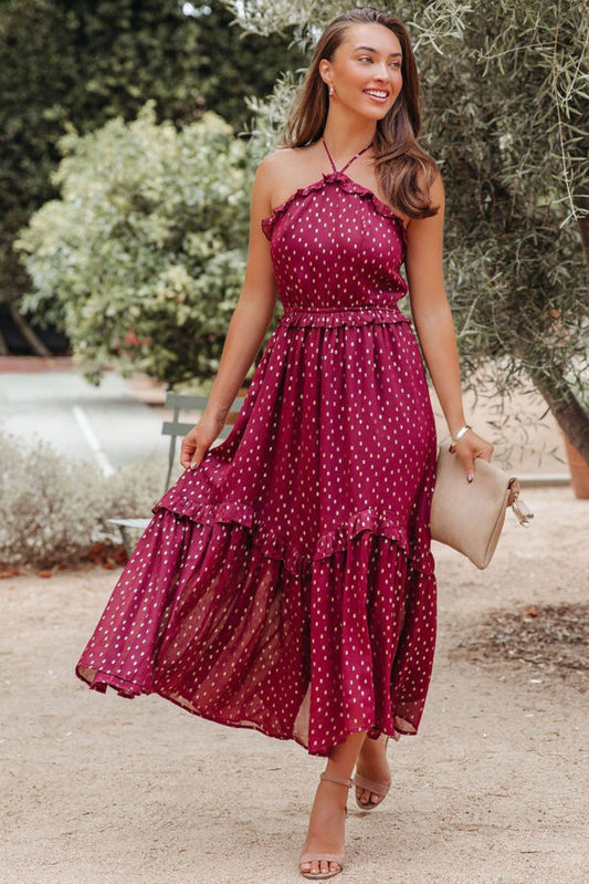 Polka Dot Halter Neck Dress