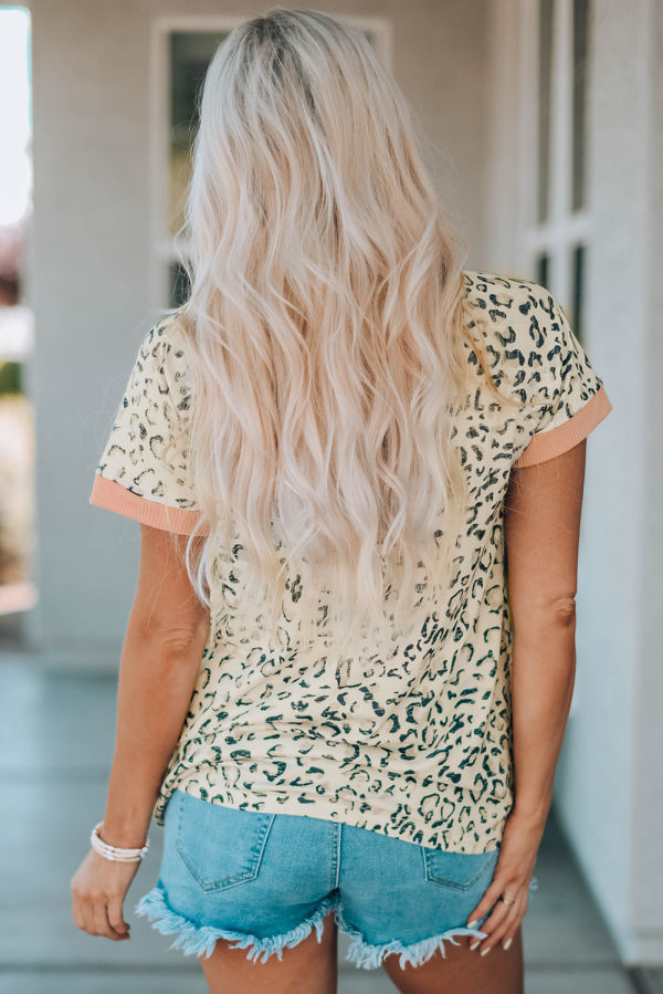 Peach Trim Leopard T-Shirt