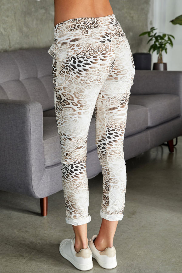 Cheetah Print Drawstring Waist Joggers