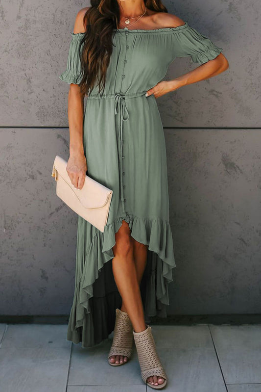 Sage Green Off The Shoulder Maxi Dress