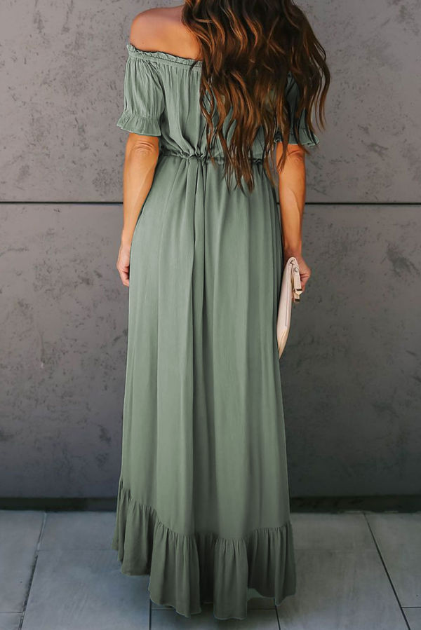 Sage Green Off The Shoulder Maxi Dress