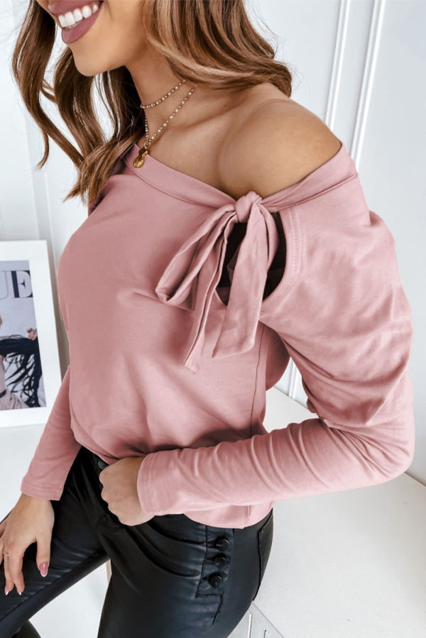 Pink Asymmetric Long Sleeve Top