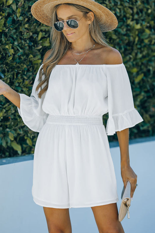 White Off Shoulder Romper