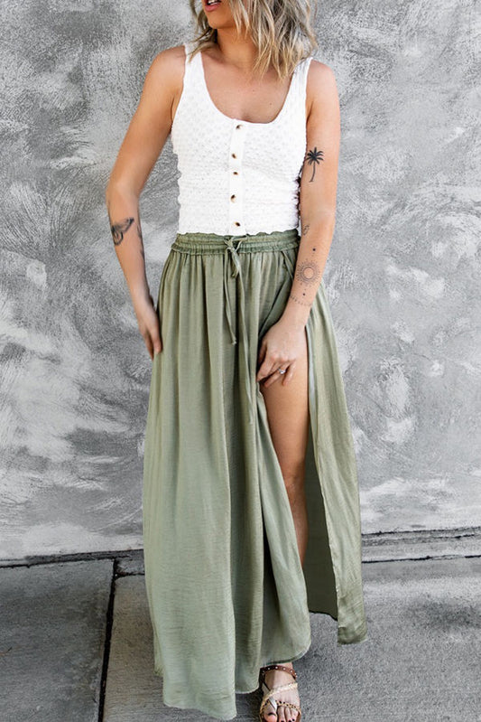 Green Waist Maxi Skirt