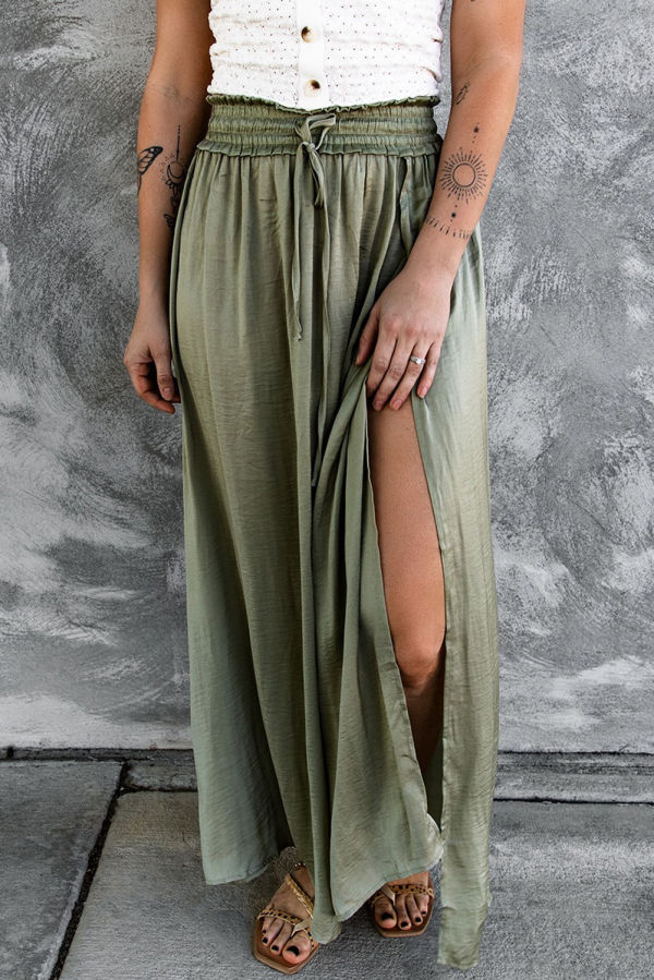 Green Waist Maxi Skirt